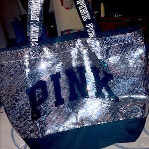 PINK sequin tote bag